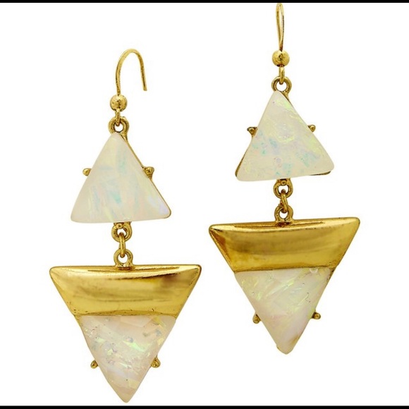 Iridescent Deco Triangle Earrings, NWT - Picture 2 of 8
